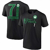 Men's Boston Celtics #7 Jaylen Brown Black 2024 Finals Inbound Pass Name & Number T-Shirt,baseball caps,new era cap wholesale,wholesale hats