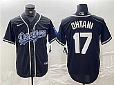 Men's Brooklyn Dodgers #17 Shohei Ohtani Black Cool Base With Patch Stitched Baseball Jersey,baseball caps,new era cap wholesale,wholesale hats