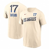 Men's Brooklyn Dodgers #17 Shohei Ohtani Cream 2024 City Connect Fuse Name & Number T-Shirt
