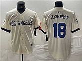 Men's Brooklyn Dodgers #18 Yoshinobu Yamamoto Cream Stitched Baseball Jersey,baseball caps,new era cap wholesale,wholesale hats