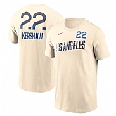 Men's Brooklyn Dodgers #22 Clayton Kershaw Cream 2024 City Connect Fuse Name & Number T-Shirt