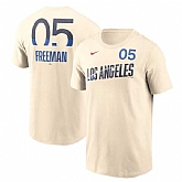 Men's Brooklyn Dodgers #5 Freddie Freeman Cream 2024 City Connect Fuse Name & Number T-Shirt