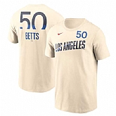 Men's Brooklyn Dodgers #50 Mookie Betts Cream 2024 City Connect Fuse Name & Number T-Shirt
