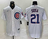 Men's Chicago Cubs #21 Sammy Sosa White With Patch Cool Base Stitched Baseball Jersey,baseball caps,new era cap wholesale,wholesale hats