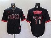 Men's Cincinnati Reds #77 Rece Hinds Black 2023 City Connect Cool Base Stitched Baseball Jersey,baseball caps,new era cap wholesale,wholesale hats