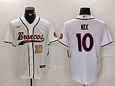 Men's Denver Broncos #10 Bo Nix Number White Cool Base Stitched Baseball Jersey,baseball caps,new era cap wholesale,wholesale hats