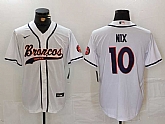 Men's Denver Broncos #10 Bo Nix White Cool Base Stitched Baseball Jersey,baseball caps,new era cap wholesale,wholesale hats