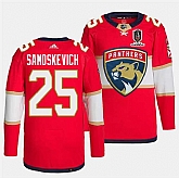 Men's Florida Panthers #25 Mackie Samoskevich Red Home 2024 Stanley Cup Champions Stitched Jersey Dzhi,baseball caps,new era cap wholesale,wholesale hats