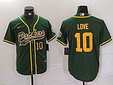 Men's Green Bay Packers #10 Jordan Love Green Cool Base Stitched Baseball Jerseys,baseball caps,new era cap wholesale,wholesale hats