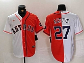 Men's Houston Astros #27 Jose Altuve White Orange Blue Number Split Stitched Baseball Jersey Dzhi,baseball caps,new era cap wholesale,wholesale hats