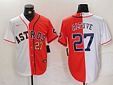 Men's Houston Astros #27 Jose Altuve White Orange Blue Number Split Stitched Baseball Jerseys Dzhi,baseball caps,new era cap wholesale,wholesale hats