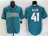 Men's Jacksonville Jaguars #41 Josh Allen Teal With Patch Cool Base Baseball Stitched Jersey,baseball caps,new era cap wholesale,wholesale hats