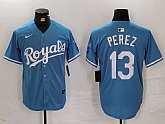 Men's Kansas City Royals #13 Salvador Perez Light Blue Cool Base Stitched Jersey,baseball caps,new era cap wholesale,wholesale hats