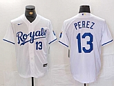 Men's Kansas City Royals #13 Salvador Perez Number White Cool Base Stitched Jersey,baseball caps,new era cap wholesale,wholesale hats