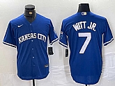 Men's Kansas City Royals #7 Bobby Witt Jr Blue Cool Base Stitched MLB Jersey,baseball caps,new era cap wholesale,wholesale hats