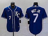 Men's Kansas City Royals #7 Bobby Witt Jr Number Royal Cool Base Stitched Baseball Jersey,baseball caps,new era cap wholesale,wholesale hats