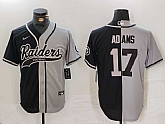 Men's Las Vegas Raiders #17 Davante Adams Grey Black Split Cool Base Stitched Baseball Jersey,baseball caps,new era cap wholesale,wholesale hats