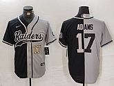 Men's Las Vegas Raiders #17 Davante Adams Number Grey Black Split Cool Base Stitched Baseball Jersey,baseball caps,new era cap wholesale,wholesale hats