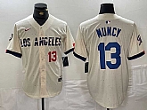 Men's Los Angeles Dodgers #13 Max Muncy Number Cream 2024 City Connect Limited Stitched Jersey,baseball caps,new era cap wholesale,wholesale hats