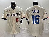 Men's Los Angeles Dodgers #16 Will Smith Number Cream 2024 City Connect Limited Stitched Jersey,baseball caps,new era cap wholesale,wholesale hats