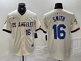 Men's Los Angeles Dodgers #16 Will Smith Number Cream 2024 City Connect Limited Stitched Jerseys,baseball caps,new era cap wholesale,wholesale hats