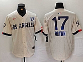 Men's Los Angeles Dodgers #17 Shohei Ohtani Cream 2024 City Connect Limited Jersey,baseball caps,new era cap wholesale,wholesale hats