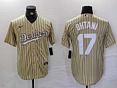 Men's Los Angeles Dodgers #17 Shohei Ohtani Cream Pinstripe Cool Base Stitched Jersey,baseball caps,new era cap wholesale,wholesale hats