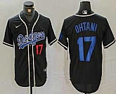 Men's Los Angeles Dodgers #17 Shohei Ohtani Number Black Cool Base With Patch Stitched Baseball Jersey,baseball caps,new era cap wholesale,wholesale hats