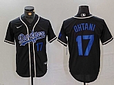 Men's Los Angeles Dodgers #17 Shohei Ohtani Number Black Cool Base With Patch Stitched Baseball Jerseys,baseball caps,new era cap wholesale,wholesale hats