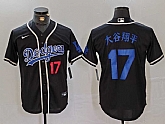 Men's Los Angeles Dodgers #17 Shohei Ohtani Number Black Cool Base With Patch Stitched Jersey,baseball caps,new era cap wholesale,wholesale hats