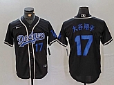 Men's Los Angeles Dodgers #17 Shohei Ohtani Number Black Cool Base With Patch Stitched Jerseys,baseball caps,new era cap wholesale,wholesale hats