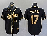 Men's Los Angeles Dodgers #17 Shohei Ohtani Number Black Gold World Series Champions Cool Base Stitched Jersey,baseball caps,new era cap wholesale,wholesale hats