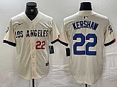 Men's Los Angeles Dodgers #22 Clayton Kershaw Number Cream 2024 City Connect Limited Stitched Jersey,baseball caps,new era cap wholesale,wholesale hats