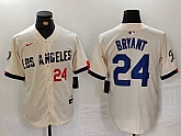 Men's Los Angeles Dodgers #24 Kobe Bryant Number Cream 2024 City Connect Limited Stitched Jersey,baseball caps,new era cap wholesale,wholesale hats