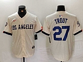 Men's Los Angeles Dodgers #27 Mike Trout Cream 2024 City Connect Limited Stitched Jersey,baseball caps,new era cap wholesale,wholesale hats