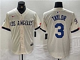 Men's Los Angeles Dodgers #3 Chris Taylor Cream Stitched Baseball Jersey,baseball caps,new era cap wholesale,wholesale hats