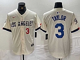 Men's Los Angeles Dodgers #3 Chris Taylor Number Cream 2024 City Connect Limited Stitched Jersey,baseball caps,new era cap wholesale,wholesale hats