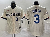 Men's Los Angeles Dodgers #3 Chris Taylor Number Cream 2024 City Connect Limited Stitched Jerseys,baseball caps,new era cap wholesale,wholesale hats