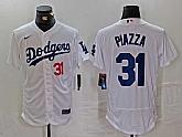 Men's Los Angeles Dodgers #31 Mike Piazza Number White Flex Base Stitched Jersey,baseball caps,new era cap wholesale,wholesale hats