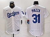 Men's Los Angeles Dodgers #31 Mike Piazza White Flex Base Stitched Baseball Jersey,baseball caps,new era cap wholesale,wholesale hats