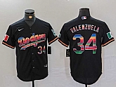 Men's Los Angeles Dodgers #34 Fernando Valenzuela Black Rainbow Mexico Cool Base Stitched Jersey Dzhi,baseball caps,new era cap wholesale,wholesale hats