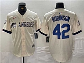 Men's Los Angeles Dodgers #42 Jackie Robinson Cream Stitched Baseball Jersey,baseball caps,new era cap wholesale,wholesale hats