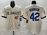 Men's Los Angeles Dodgers #42 Jackie Robinson Number Cream 2024 City Connect Limited Stitched Jersey,baseball caps,new era cap wholesale,wholesale hats