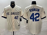 Men's Los Angeles Dodgers #42 Jackie Robinson Number Cream 2024 City Connect Limited Stitched Jerseys,baseball caps,new era cap wholesale,wholesale hats