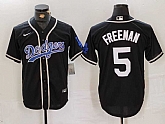 Men's Los Angeles Dodgers #5 Freddie Freeman Black Cool Base With Patch Stitched Baseball Jersey,baseball caps,new era cap wholesale,wholesale hats