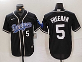 Men's Los Angeles Dodgers #5 Freddie Freeman Number Black Cool Base With Patch Stitched Jerseys,baseball caps,new era cap wholesale,wholesale hats