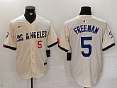 Men's Los Angeles Dodgers #5 Freddie Freeman Number Cream 2024 City Connect Limited Stitched Jersey,baseball caps,new era cap wholesale,wholesale hats