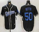 Men's Los Angeles Dodgers #50 Mookie Betts Black Cool Base With Patch Stitched Baseball Jersey,baseball caps,new era cap wholesale,wholesale hats