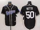 Men's Los Angeles Dodgers #50 Mookie Betts Black White Cool Base Stitched Jersey,baseball caps,new era cap wholesale,wholesale hats