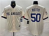 Men's Los Angeles Dodgers #50 Mookie Betts Cream Stitched Baseball Jersey,baseball caps,new era cap wholesale,wholesale hats